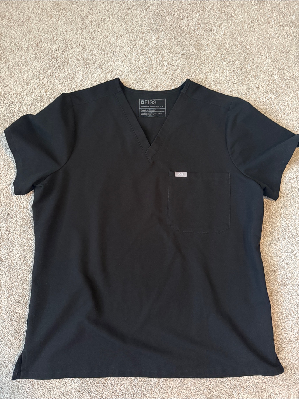 Figs Women’s Black V-Neck Scrub Top With Chest Pocket